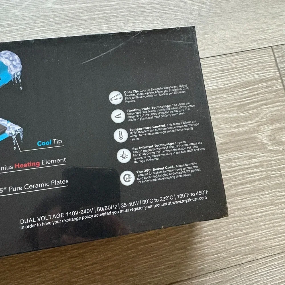 Royal Baby Blue Platinum Genius Heating Element Hair Straightener Ceramic Plates